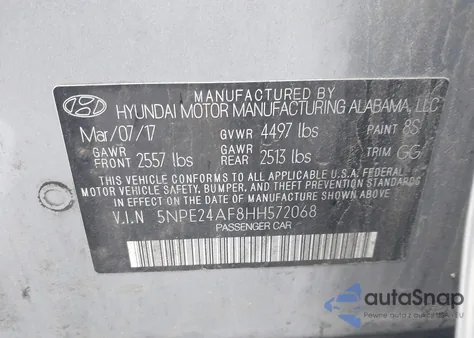 2017 Hyundai Sonata из США, поврежденный, VIN 5NPE24AF8HH572068